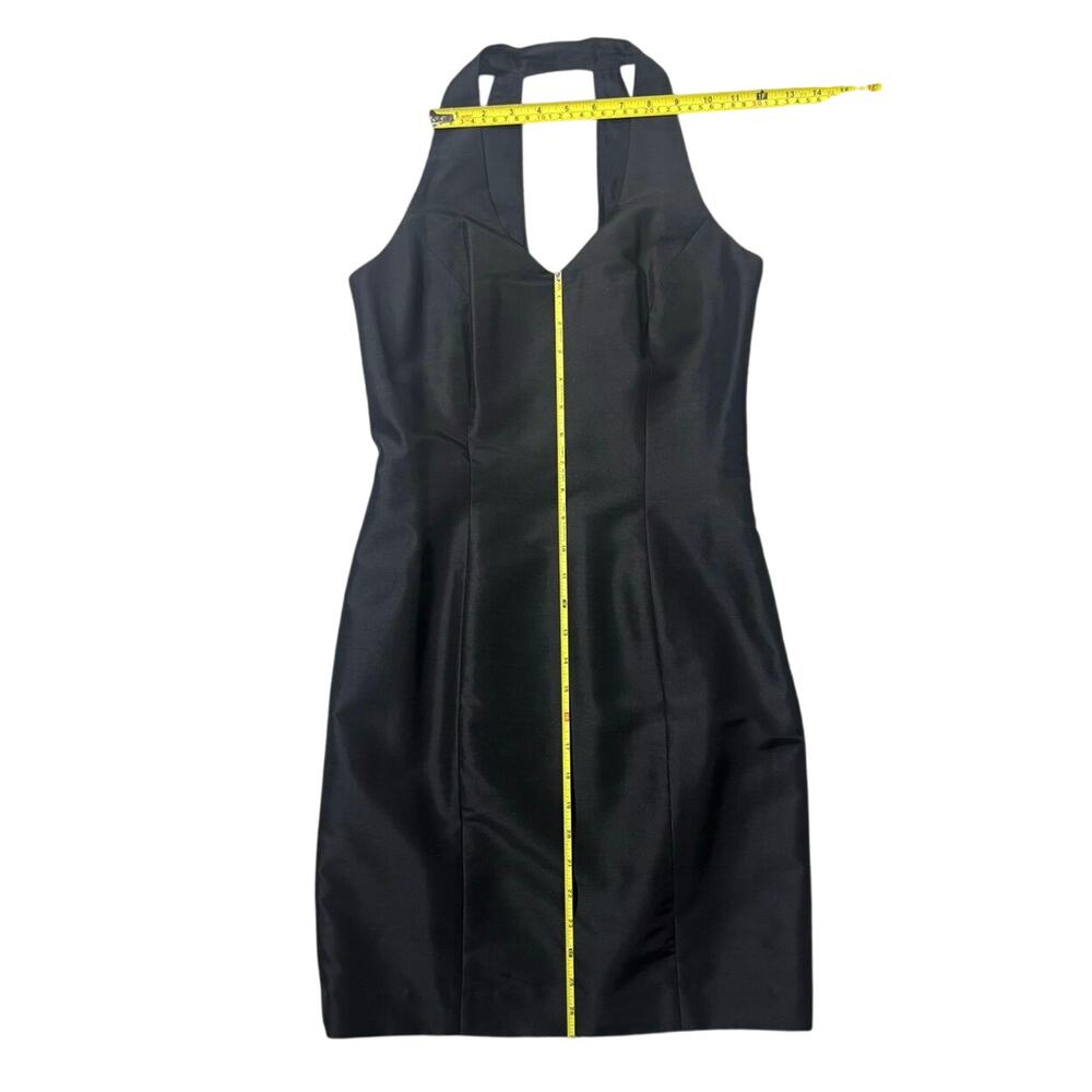 Moda International Womens 2 100% Silk Halter Mini Dress Black Cocktail Party Y2K - Picture 9 of 14